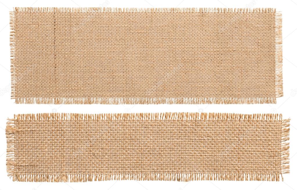 Burlap Fabric Patch Piece, Rustic Hessian Sack Cloth, Isolated Stock Photo  by ©vladimirs 123180208